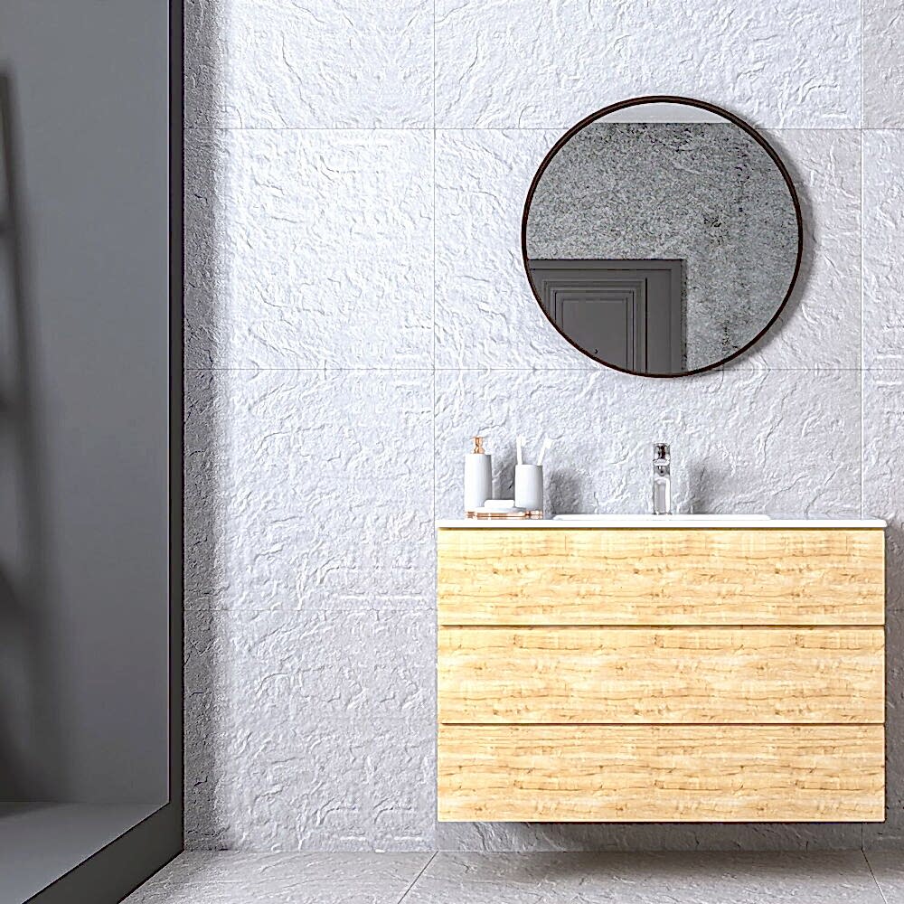 Ando Soft Aynalı Banyo Dolabı Seti Safir Meşe