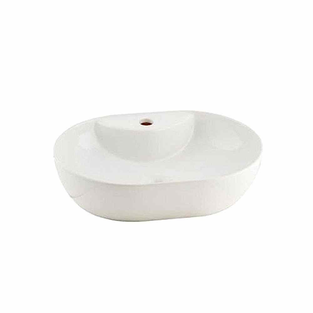Seramiksan Alto Tezgah Üstü Lavabo Batarya Delikli Beyaz 50Cm