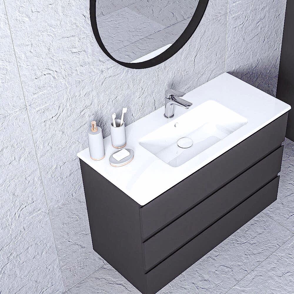 Ando Soft Aynalı Banyo Dolabı Seti Antrasit