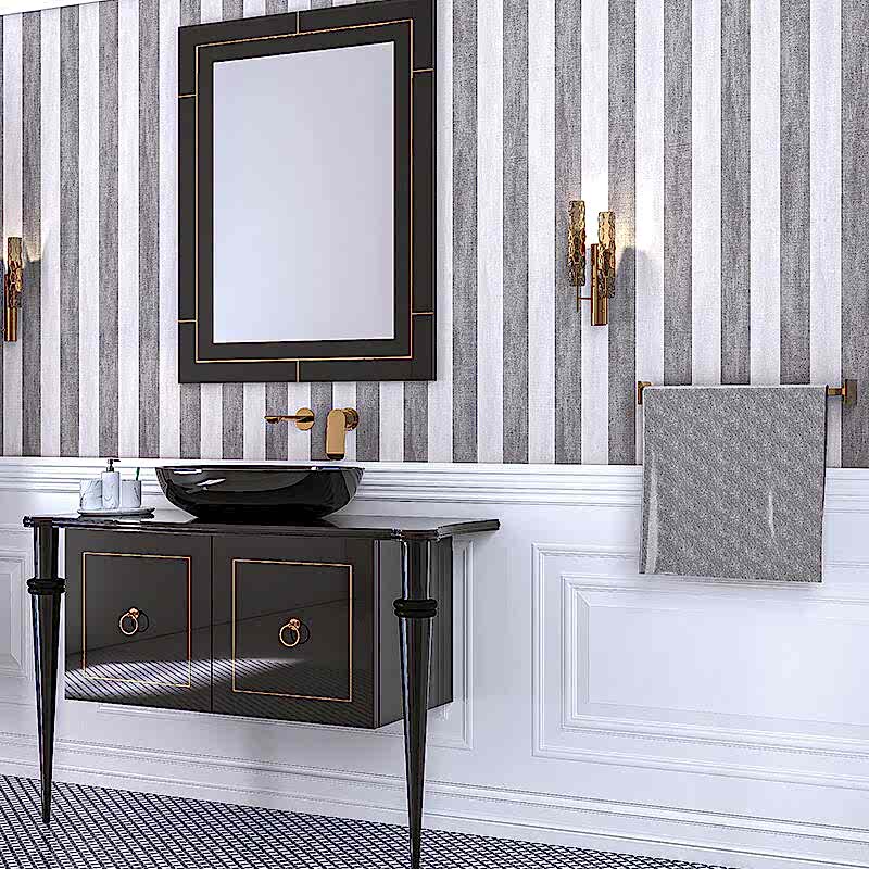 Pera Banyo Dolabı Takımı 2 li 100 Cm Parlak Siyah