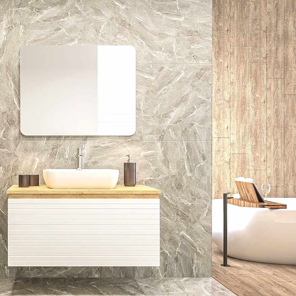 Line Aynalı Banyo Dolabı Seti S.Meşe-Beyaz