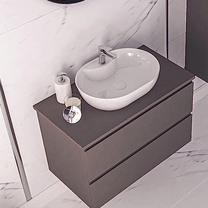 Egra Soft Aynalı Banyo Dolabı Seti Antrasit