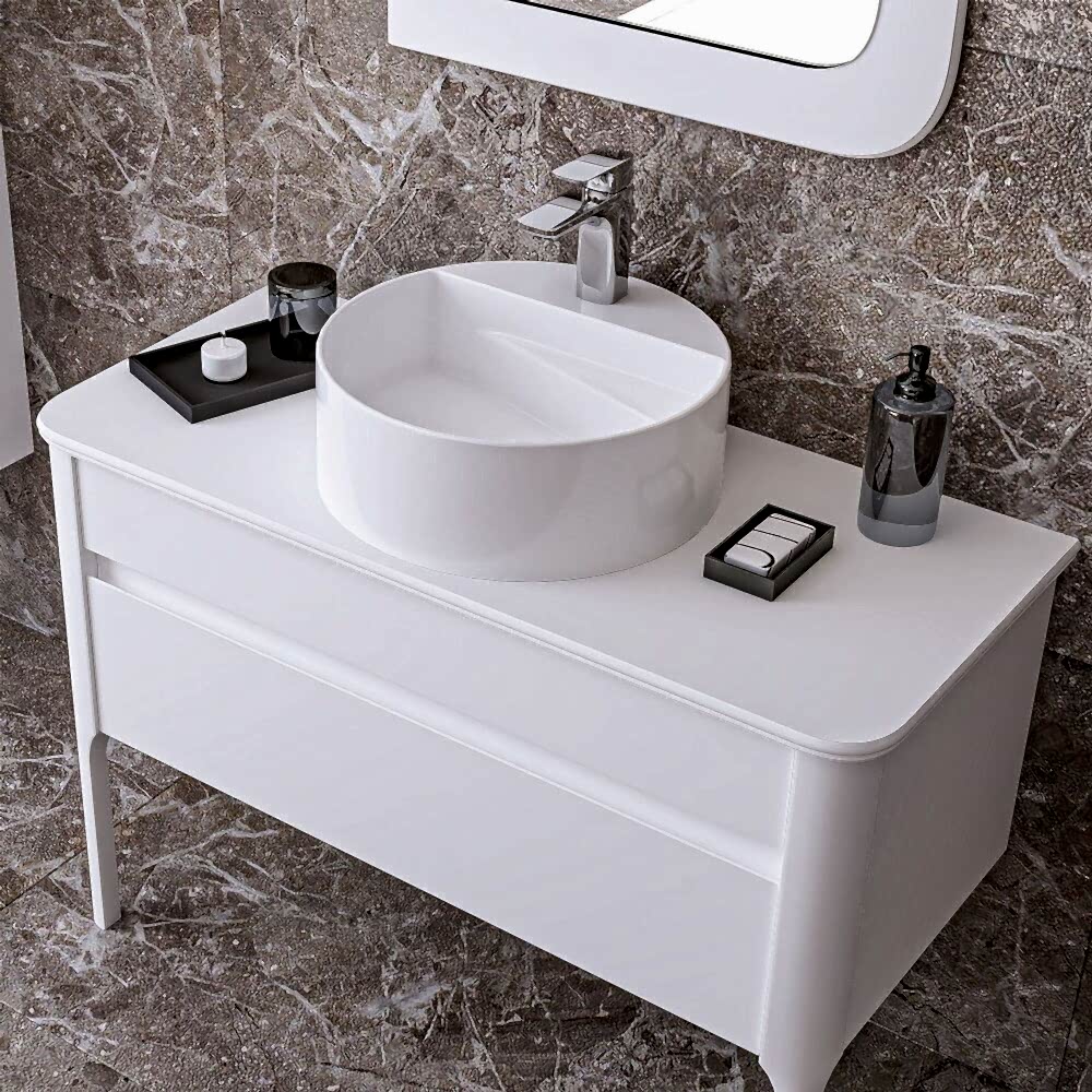 Lusso Aynalı Banyo Dolabı Seti Beyaz