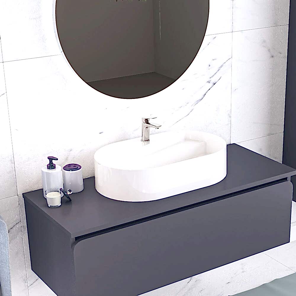 Arsu Led Aynalı Banyo Dolabı Seti Antrasit