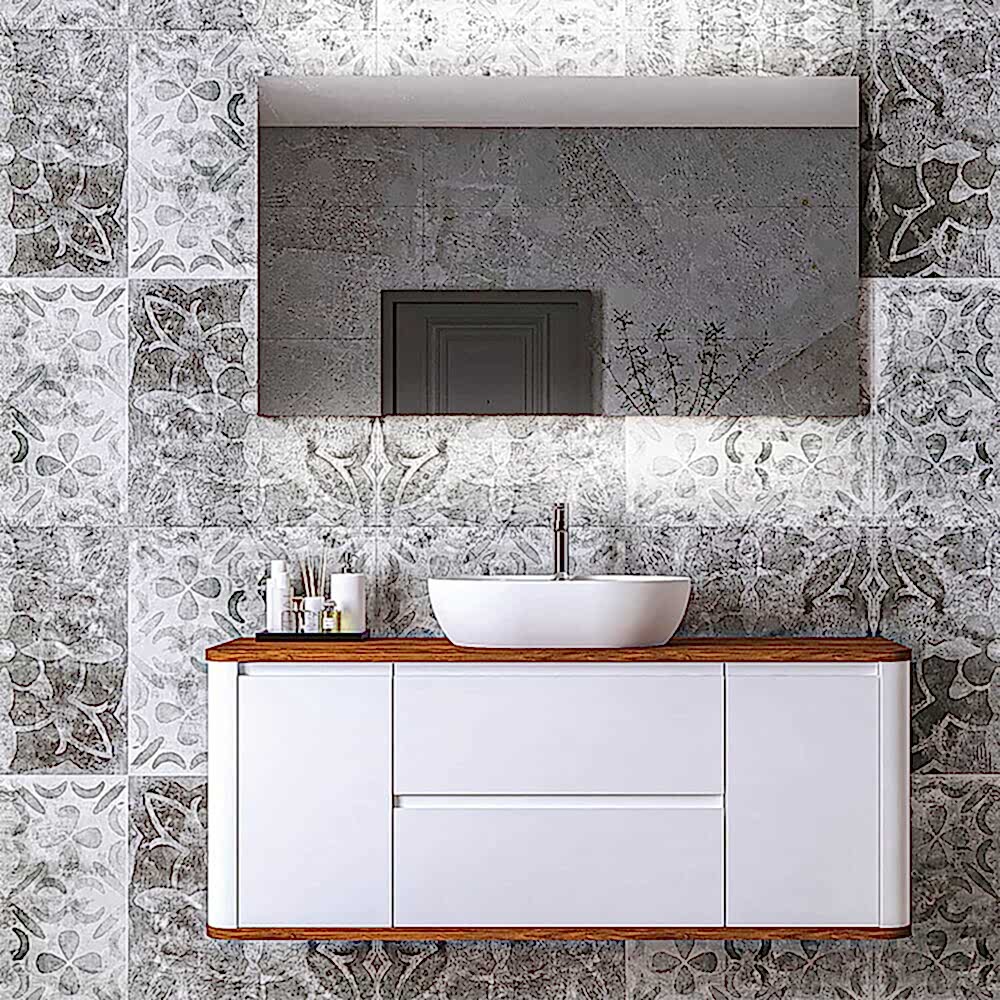 Monna Clas Led Aynalı Banyo Dolabı Seti Beyaz