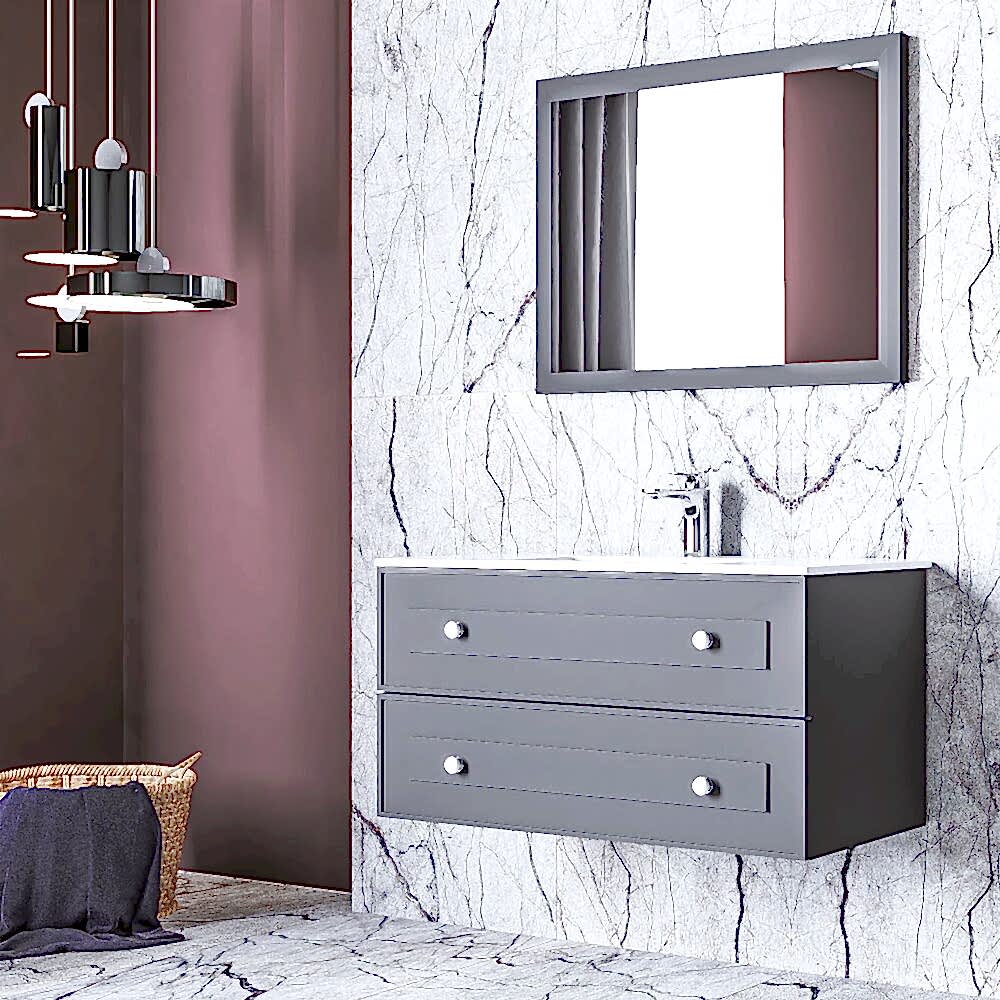 Vico Aynalı Banyo Dolabı Seti Antrasit