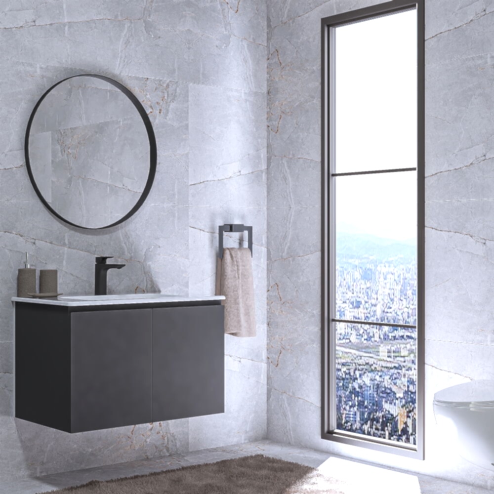 Alpu Aynalı Banyo Dolabı Seti Antrasit