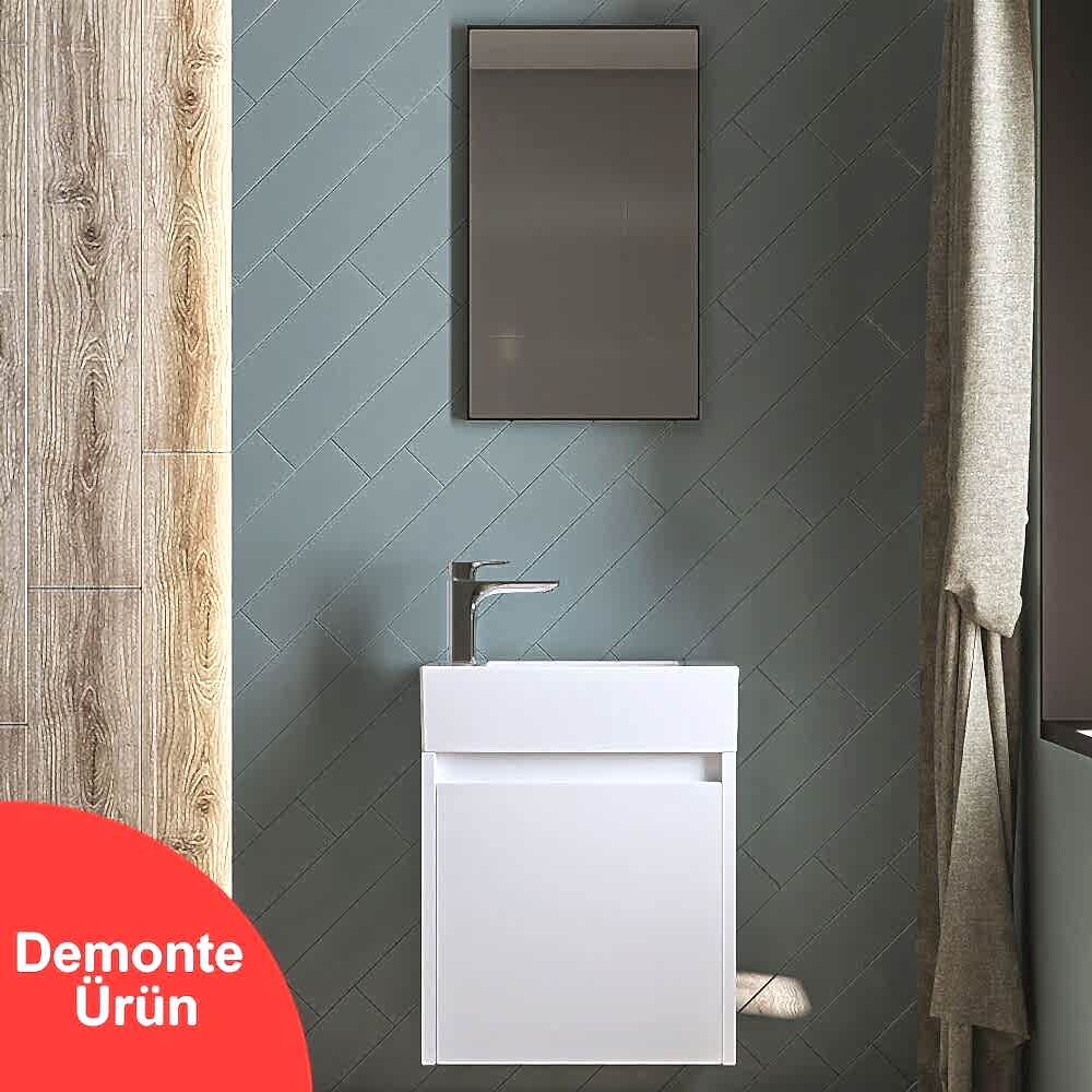 Tiny Aynalı Banyo Dolabı Seti 50 Cm Beyaz