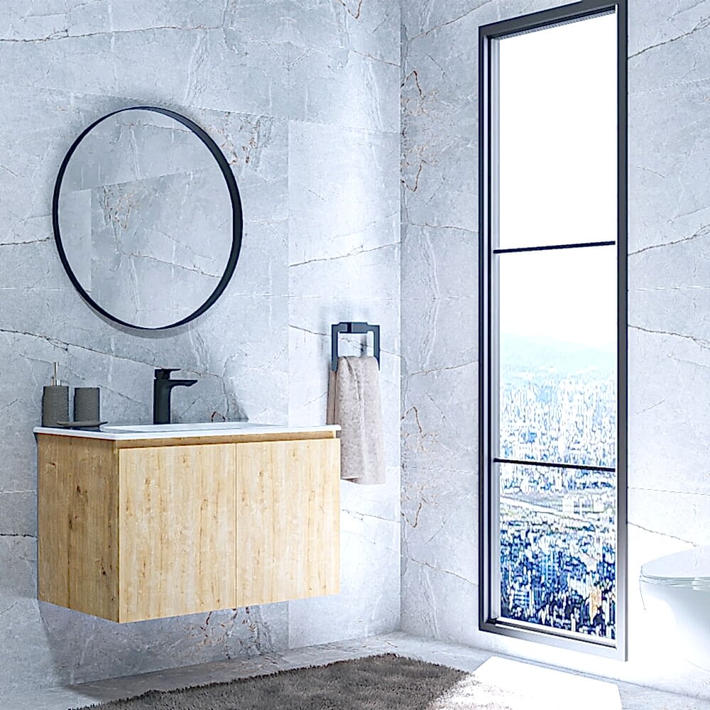 Alpu Aynalı Banyo Dolabı Seti Safir Meşe