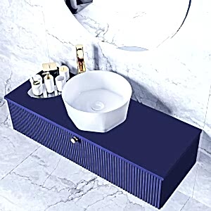  Neus Led Aynalı Banyo Dolabı Seti Lacivert