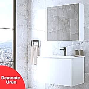  Alpu Ayna Dolaplı Banyo Dolabı Seti Beyaz