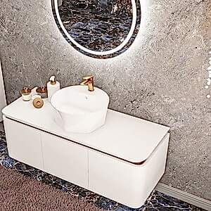  Trim Led Aynalı Banyo Dolabı Seti Beyaz