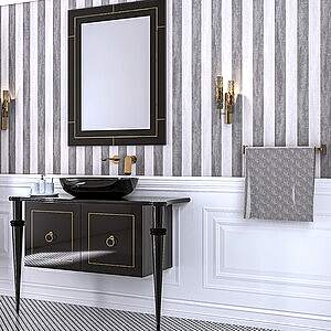  Pera Banyo Dolabı Takımı 2 li 100 Cm Parlak Siyah