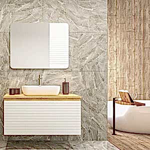  Line Aynalı Banyo Dolabı Seti S.Meşe-Beyaz