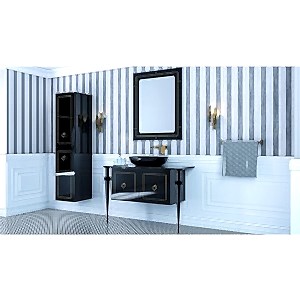  Pera Banyo Boy Dolap 35 Cm Parlak Siyah