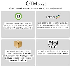  Troy Ayna Dolaplı Banyo Dolabı Seti S.Meşe-Beyaz