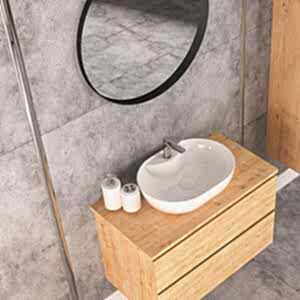  Egra Soft Aynalı Banyo Dolabı Seti Safir Meşe
