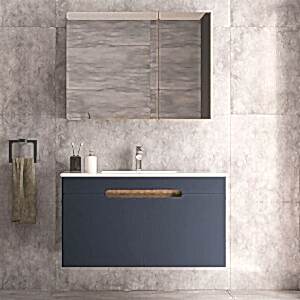  Troy Ayna Dolaplı Banyo Dolabı Seti K.Meşe Antrasit
