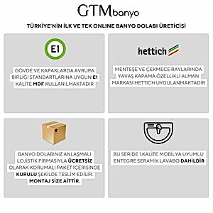  Troy Ayna Dolaplı Banyo Dolabı Seti K.Meşe Antrasit