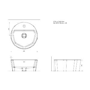  Stella Tezgah Üstü Yuvarlak Batarya Delikli Lavabo 42Cm