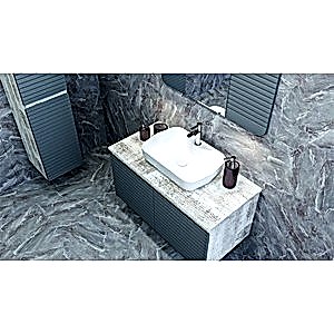  Line Banyo Boy Dolap 35 Cm S.Meşe-Beyaz