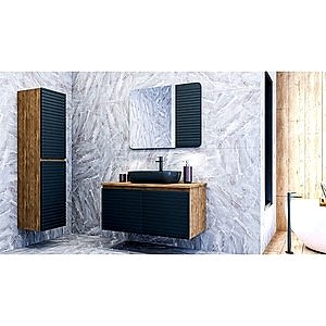  Line Banyo Boy Dolap 35 Cm S.Meşe-Beyaz