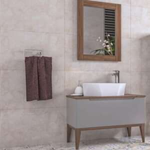  Yusa Aynalı Banyo Dolabı Seti Gri