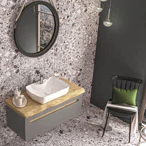  Natur Aynalı Banyo Dolabı Seti Antrasit