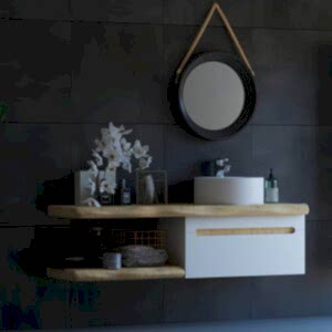  Natur Aynalı Banyo Dolabı Seti Raflı  Beyaz 150 cm