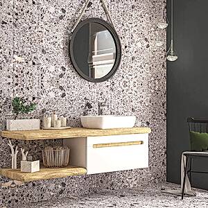  Natur Aynalı Banyo Dolabı Seti Raflı  Beyaz 150 cm