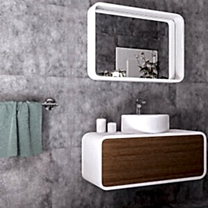  Dendro Aynalı Banyo Dolabı Seti Doğal Ceviz-Beyaz