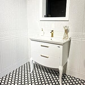  Atlas Aynalı Banyo Dolabı Seti Beyaz 80 Cm