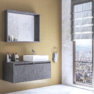  Stone Banyo Dolabı Takımı 2 li 100 Cm Stone