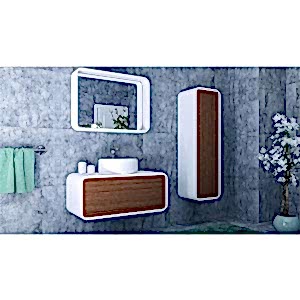  Dendro Banyo Boy Dolap 43 Cm Ceviz-Beyaz