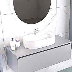  Arsu Led Aynalı Banyo Dolabı Seti Gri