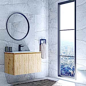  Alpu Aynalı Banyo Dolabı Seti Safir Meşe