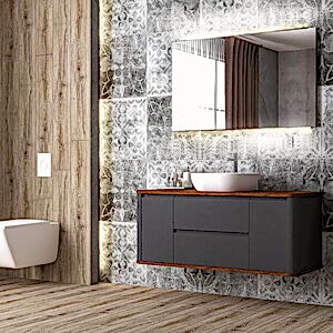  Monna Clas Led Aynalı Banyo Dolabı Seti Antrasit